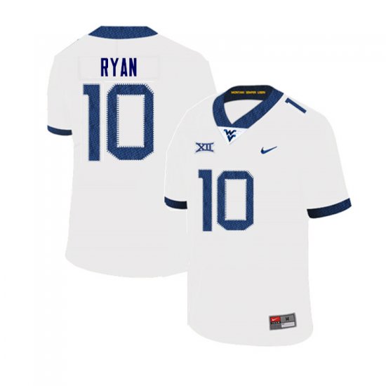 Men's West Virginia Mountaineers NCAA #10 Sean Ryan White Authentic Nike Stitched College Football Jersey LX15K84OG